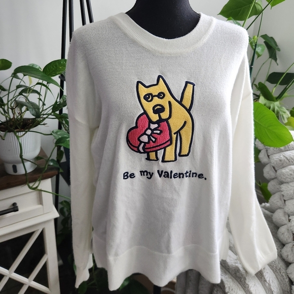 Life Is Good Be My Valentine Sweater Womens Size Medium NWT - Picture 1 of 9